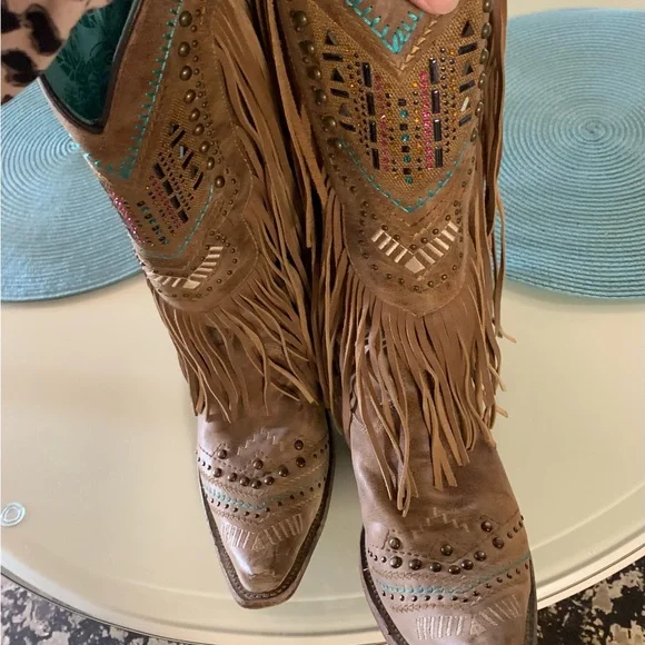 Gorgeous Corral Fringe Boots. 8 1/2 - Picture 2 of 8